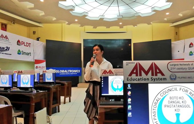 Myla Villanueva, chairperson of the Parish Pastoral Council for Responsible Voting, during the launching of the group's command center for the May 13 elections on Wednesday (May 8, 2019) at the Pope Pius XII Catholic Center on U.N. Avenue, Manila. (PNA photo by Christine Cudis)    