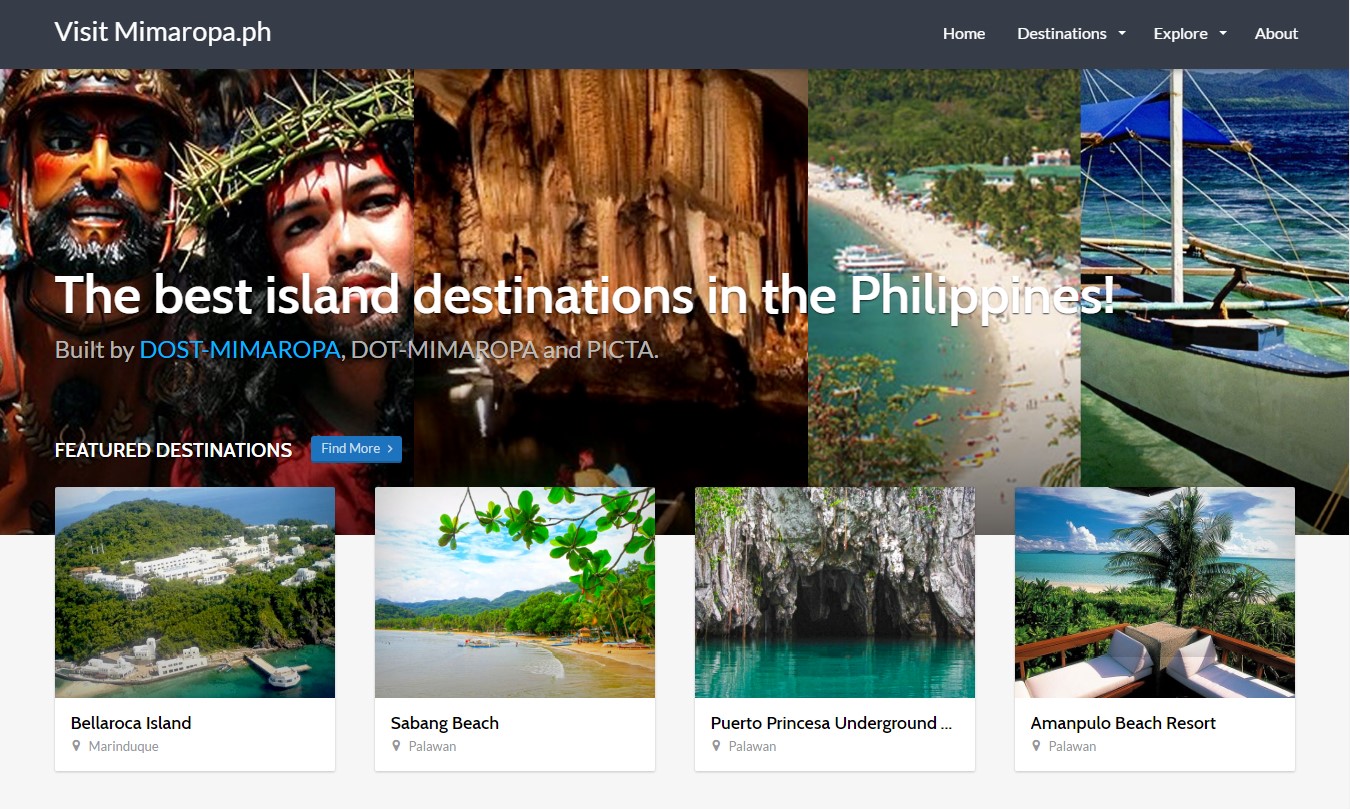 Screenshot of the www.visitmimaropa.ph homepage