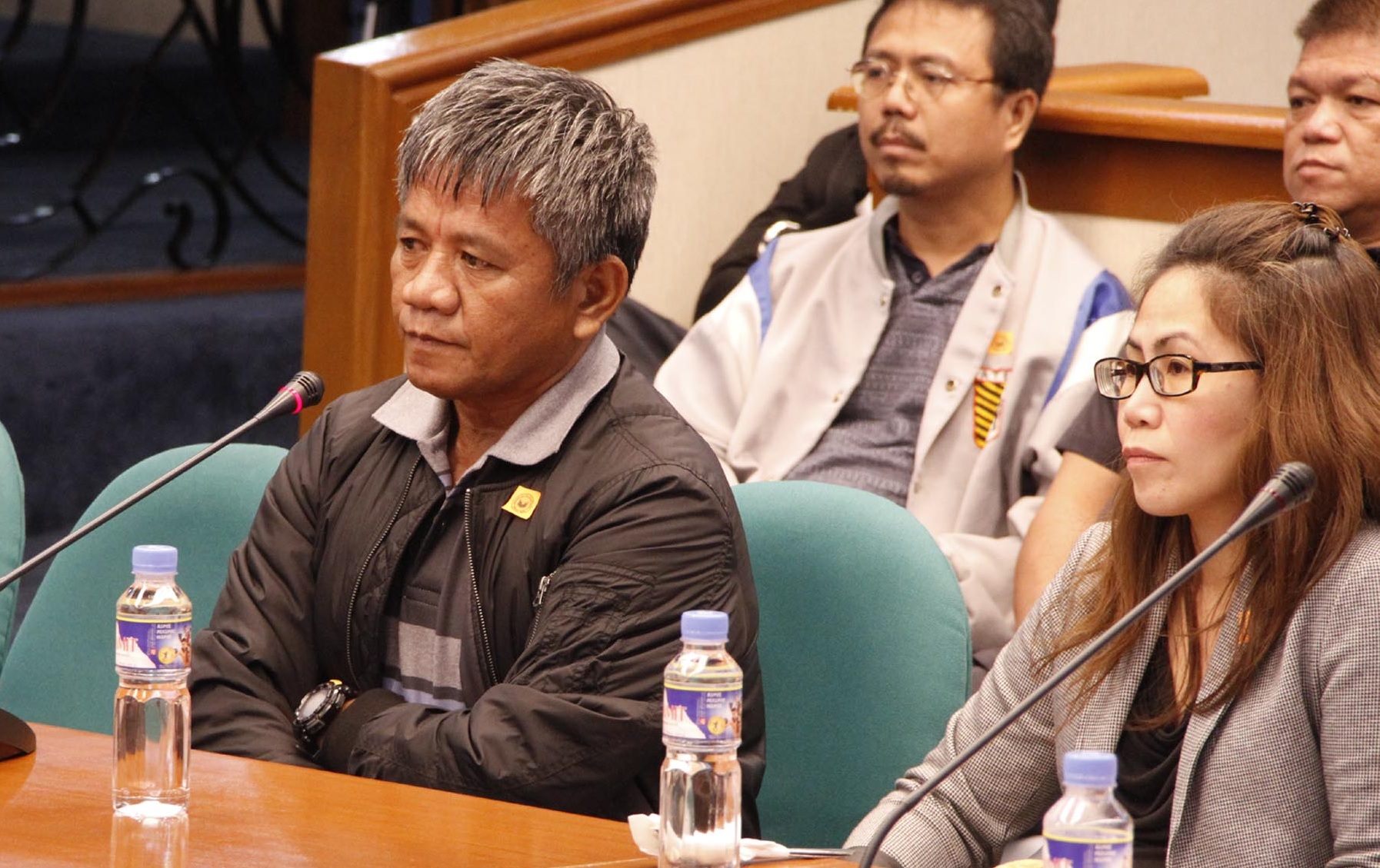 Senator Panfilo Lacson, chairperson of the Committee on Public Order and Dangerous Drugs, questions the credibility of alleged Davao Death Squad member Edgar Matobato, during the Senate hearing on Thursday (September 15, 2016) at the Senate building in Pasay City. With Lacson are Senator Leila De Lima, Chairperson on Justice and Human Rights; and Senator Alan Peter Cayetano. (PNA photos by Jess M. Escaros Jr.)