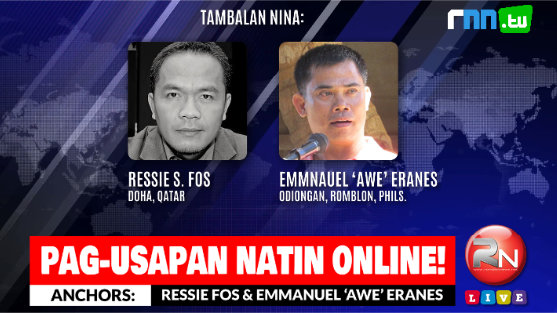 Magtatambalan sina Engr. Ressie Fos at Mr. Emmanuel 'Awe' Eranes para sa programang 'Pag-usapan Natin Online!' na mapapanood sa Romblon News Network Facebook page, bilang isa sa mga programa ng RNN sa ilalim ng RNN.TV. 